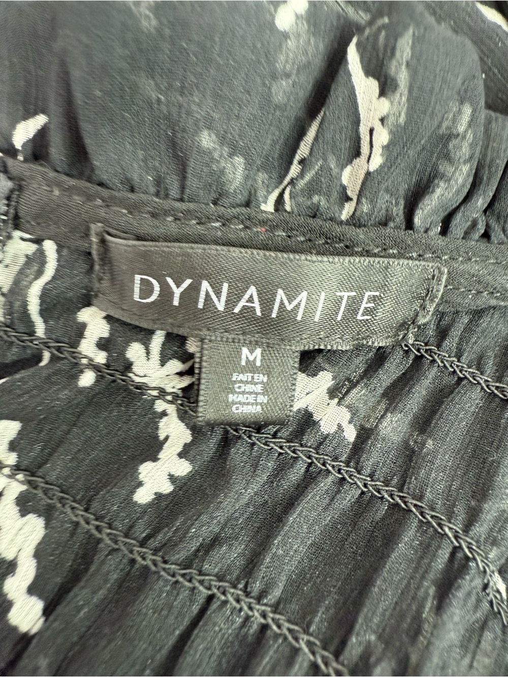 Dynamite blouse shirt smocked Black Floral Smocked Long-Sleeve Blouse - Picture 9 of 10